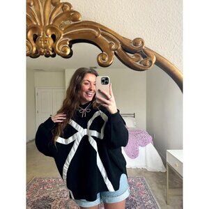 FREE PEOPLE x RE_NUULY x TRICIA FIX Exploded Bow Sweater in Black Size Medium
